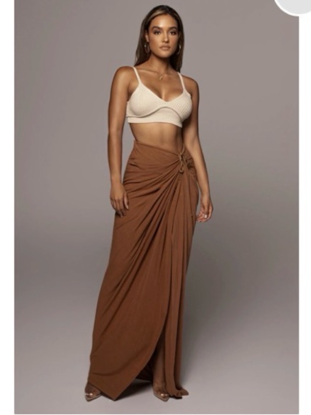 JLUXLABEL PECAN NOELIA LINEN SLIT SKIRT